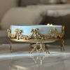 Handcrafted Porcelain and Brass Serving Tray