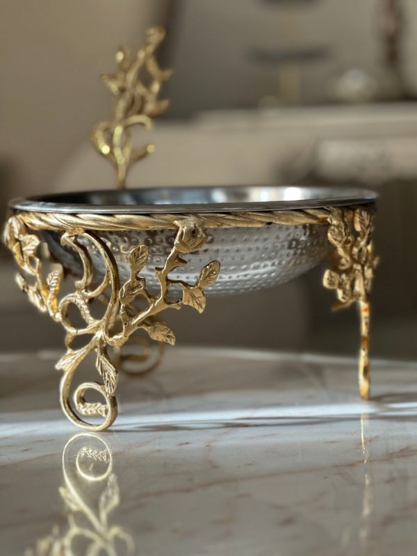 Handcrafted Staineless Steel and Brass Serving Bowl