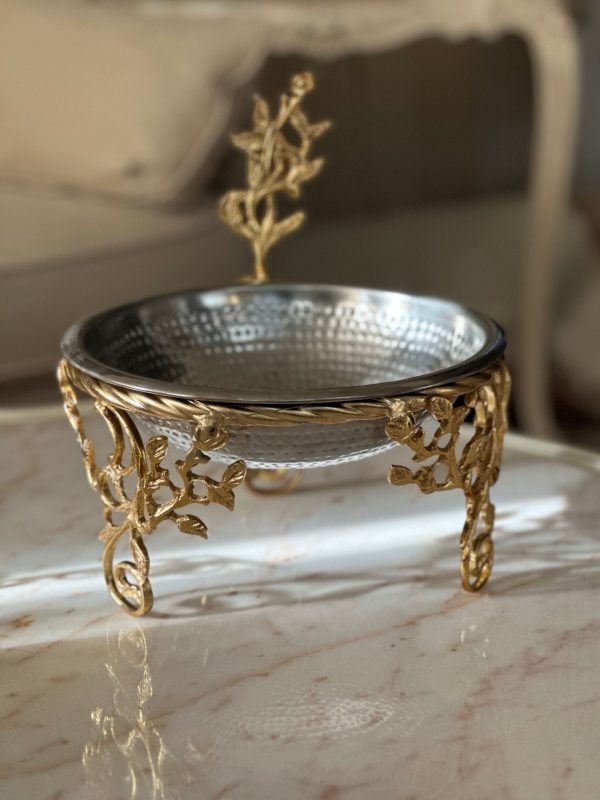Handcrafted Staineless Steel and Brass Serving Bowl