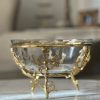 Handcrafted Glass and Brass Serving Bowl