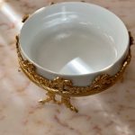 Handcrafted Porcelain and Brass Serving Tray