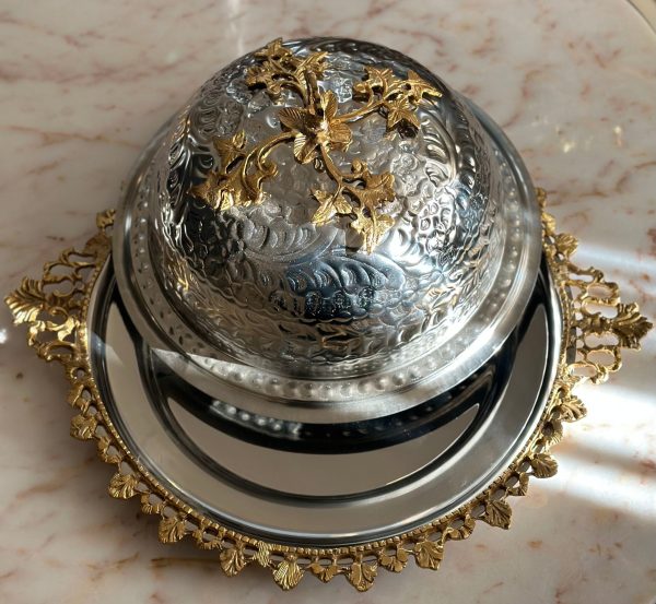 Handcrafted Staineless Steel and Brass Circular Tray