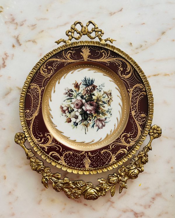 Hand Painted Porcelain with Brass Reddish Plate